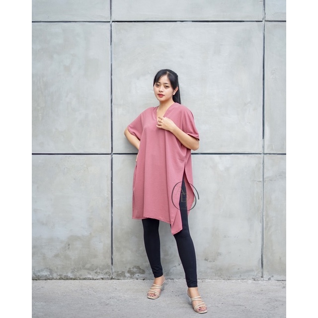 LONG SQUARE TOP ATASAN BLOUSE WANITA AIRFLOW CRINKLE ANTI LECEK AIR FLOW