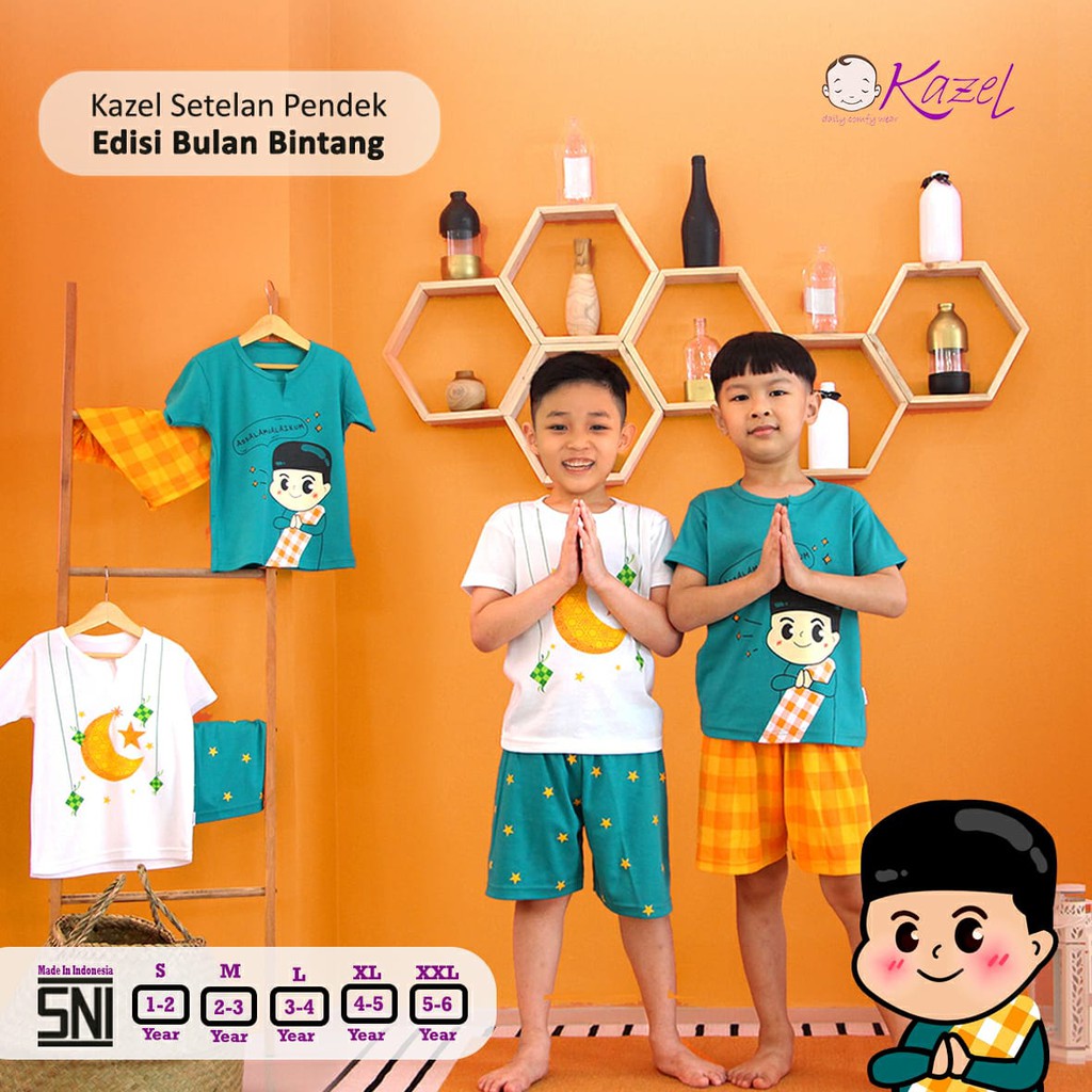 PROMO MURAH 2PCS Kazel Setelan Ramadhan Anak 1-6 Tahun Limited Edition Raya Series Baju Lebaran Anak