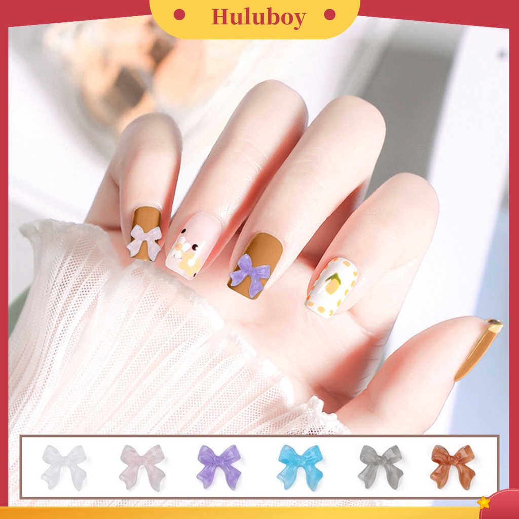 Huluboy Huluboy♡ 50 Pcs / Set Ornamen Dekorasi Kuku 3D Bentuk Ikatan Simpul Glitter Untuk Manicure Wanita