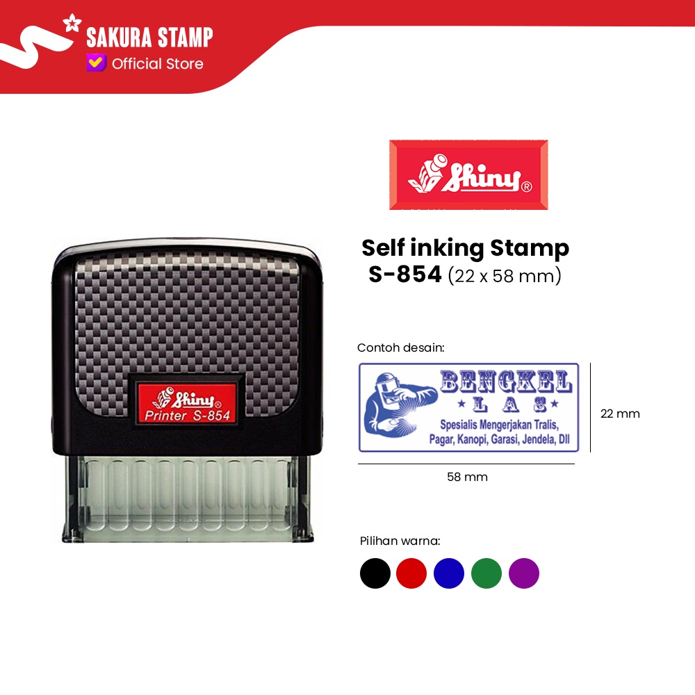 

SHINY SELF INKING STAMP STEMPEL PRINTER S-854 (22x58mm)