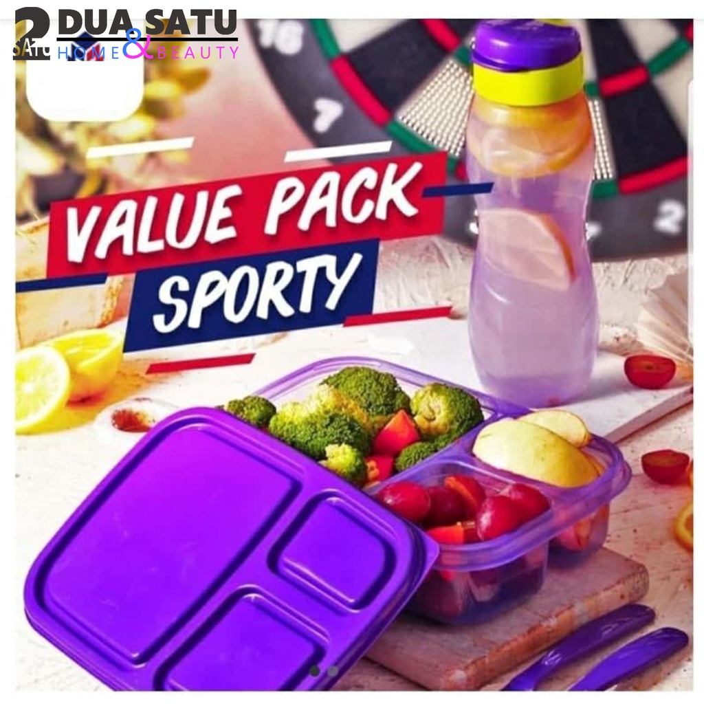 Lunch Box 3 Sekat + Botol Minum Set Sporty Value Pack by 21home