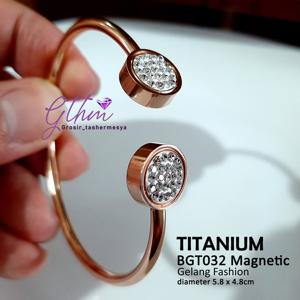 gelang tangan wanita Titanium BVL Diamond Perhiasan Fashion import Premium Anti Karat Model Cuff Simple BGT029