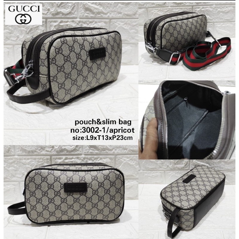 Pouch bag Gucci ada tali panjang untuk selempang handbag import