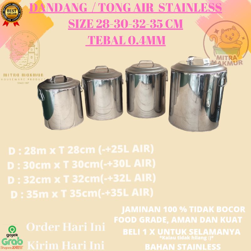 Panci Tinggi Stainless / Dandang / Tong Air / Panci Masak Uk 28-30-32-35 Cm