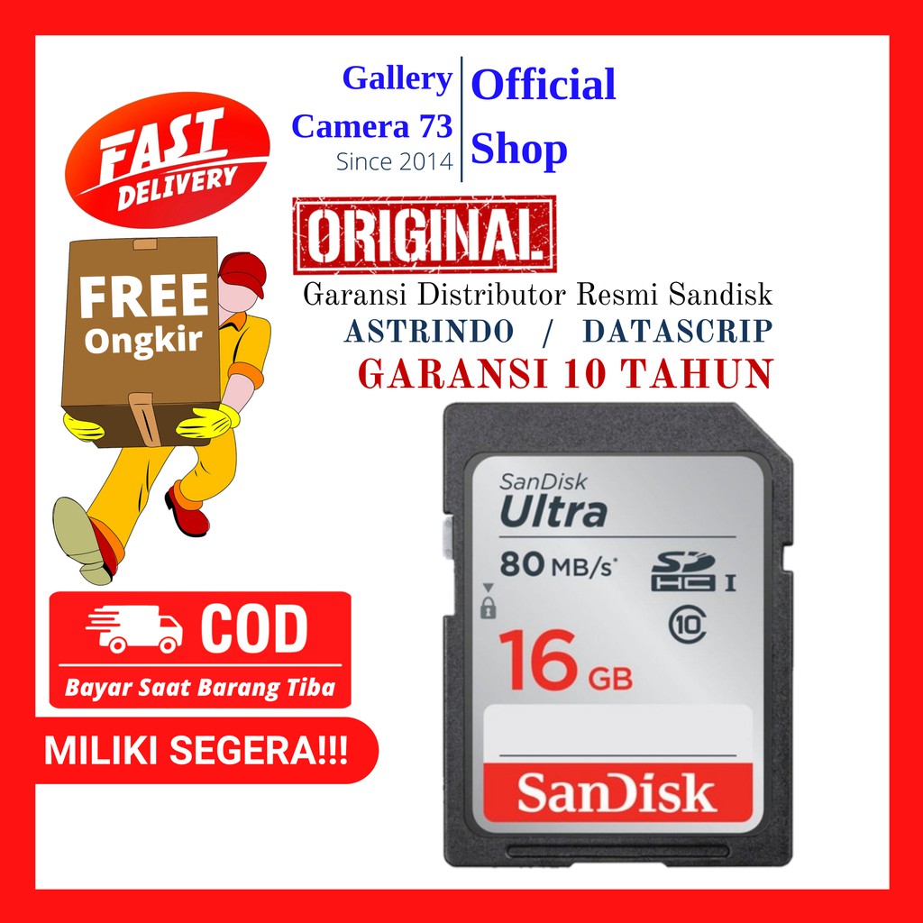 Sandisk ultra 16gb sd card memori sandisk original sandisk official store
