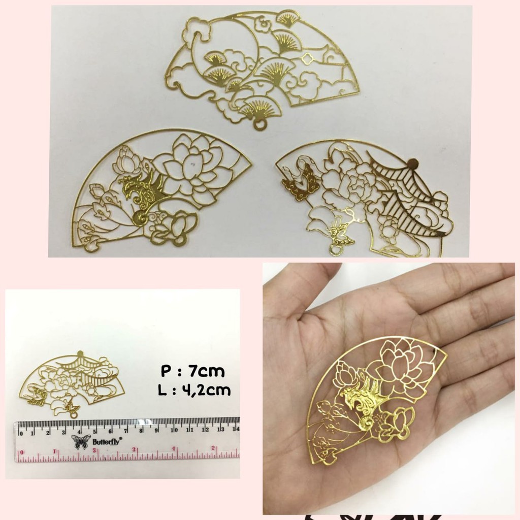 1 BUAH - 7 CM APLIKASI IMLEK LEMPENGAN KIPAS EMAS
