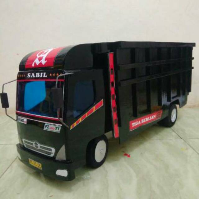 Mobilan miniatur truk fuso oleng kayu besar Panjang 60CM truck oleng Murah