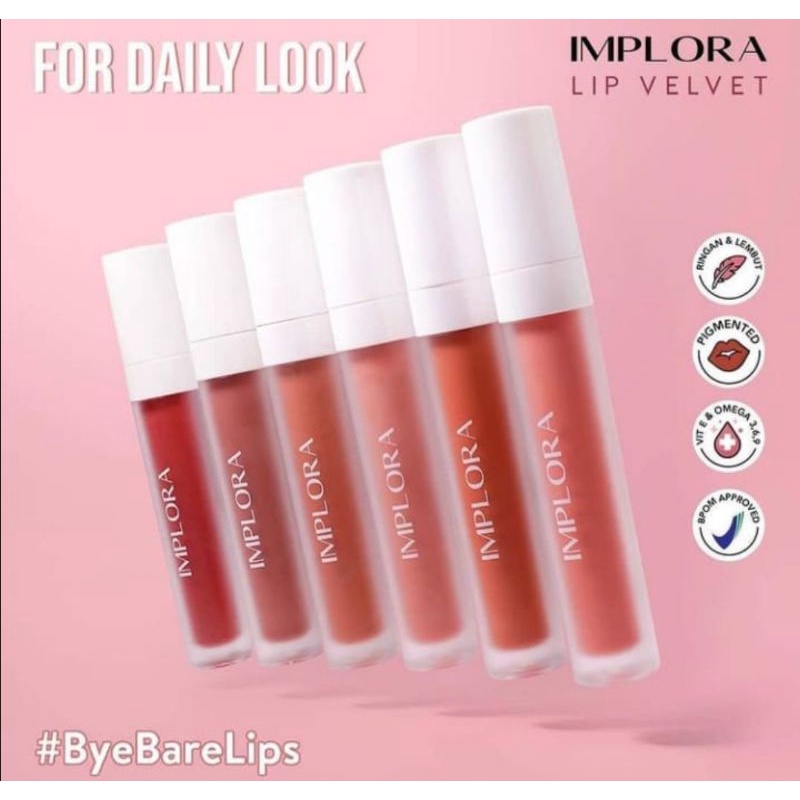 `ღ´ PHINKL `ღ´ ɪ ᴍ ᴘ ʟ ᴏ ʀ ᴀ   Implora lip velvet mattee lipstick lembut cair hasil tahan lama bisa ombre