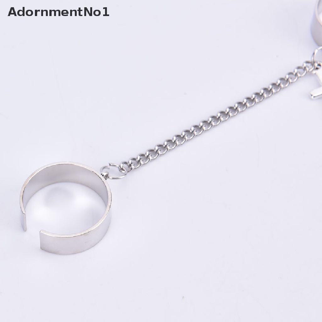 (AdornmentNo1) Cincin Titanium Steel Gaya Hip Hop Motif Salib + Rantai Untuk Perhiasan Pria