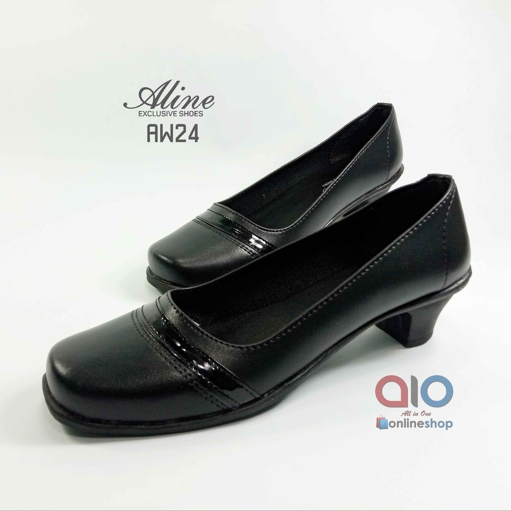 Sepatu Pantofel Wanita Hak 5 Cm Heels Hitam Formal Guru Sekolah Kantor Kerja AW24