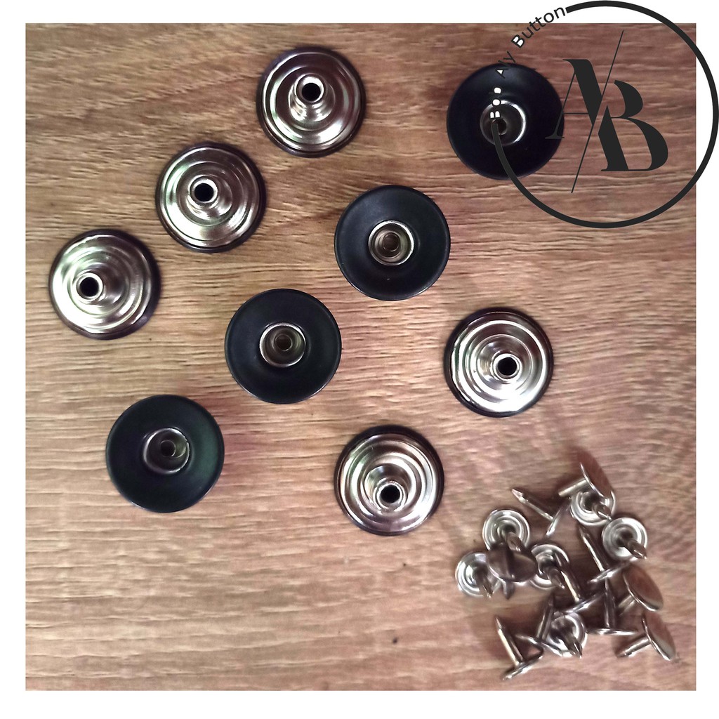 KANCING JEANS PATEN BOLONG CEKUNG 20MM HITAM ARANG PER 12 PCS BC 20 DC