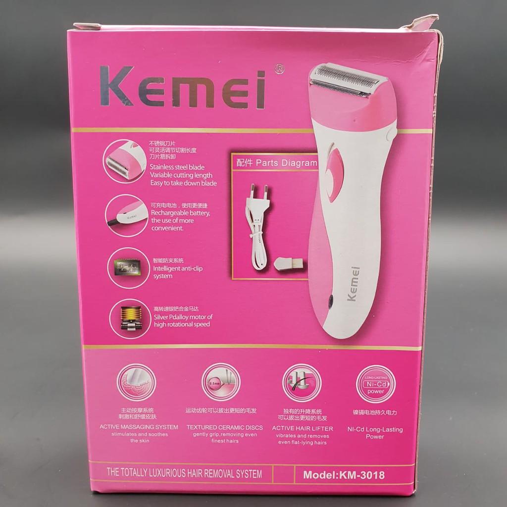 alat cukur rambut kemei km-3018 lady shaver pencukur bulu kaki dan ketiak