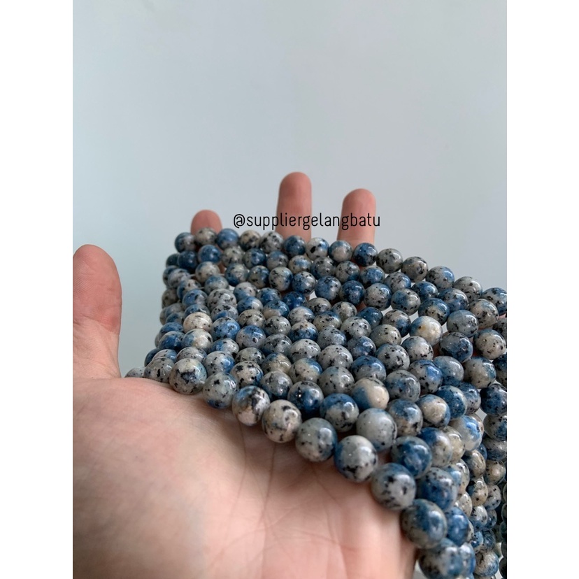 semi stone 10mm netstone putih biru akik bahan rangkai aksesoris lucu