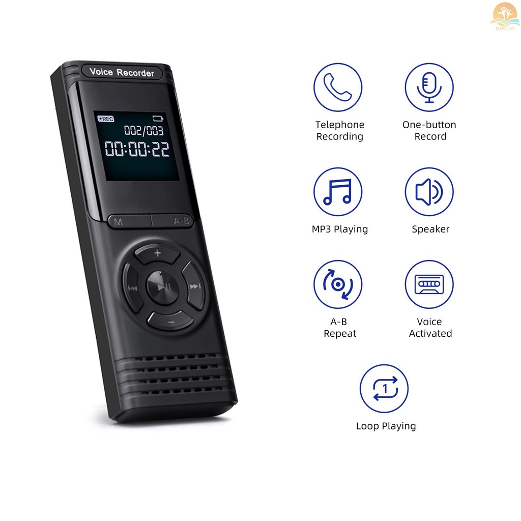 (MMOI) Dictaphone Perekam Suara Digital HD MP3 Player 32GB Support Layar 13 &quot;