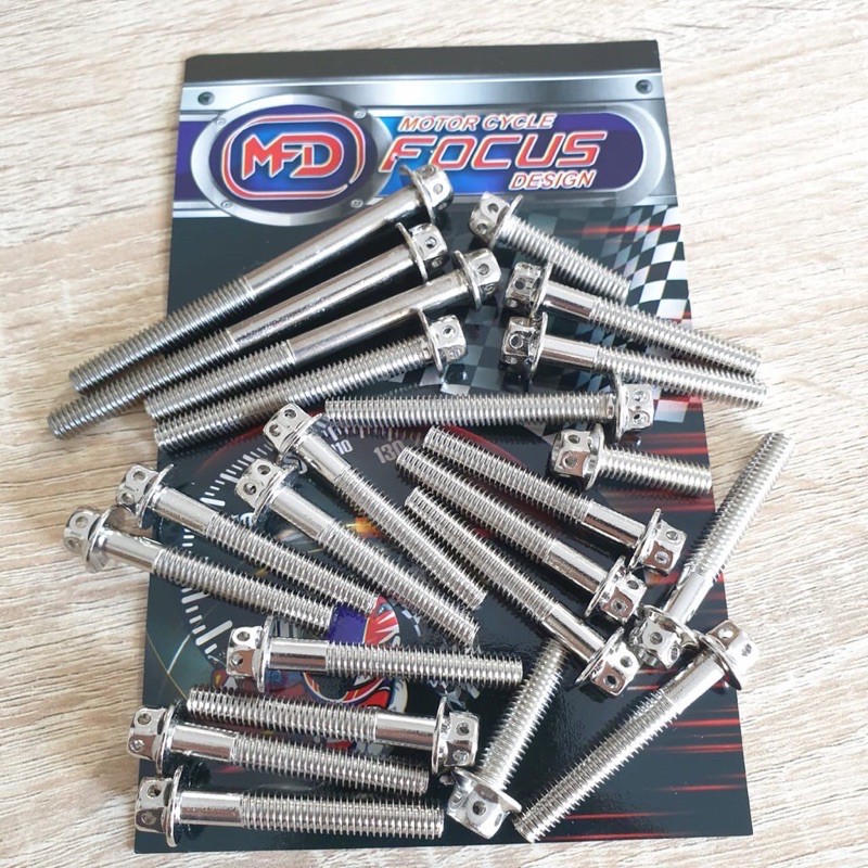 BAUT PROBOLT BLOK TIGER CHROME BAUT BLOK MESIN HONDA TIGER CROME 1SET BAK MESIN TIGER GL CB MP