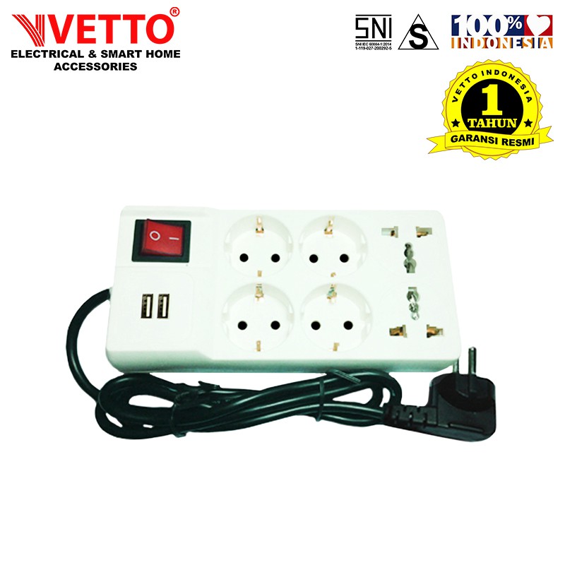 VETTO R7/3M SW + TB + USB Stop Kontak - 3 Meter SNI