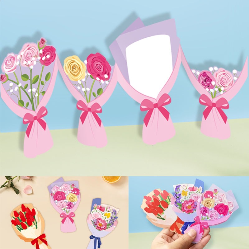 Kartu Ucapan Kosong Bunga Hari Ibu Flower Gift Blank Floral Greeting Card