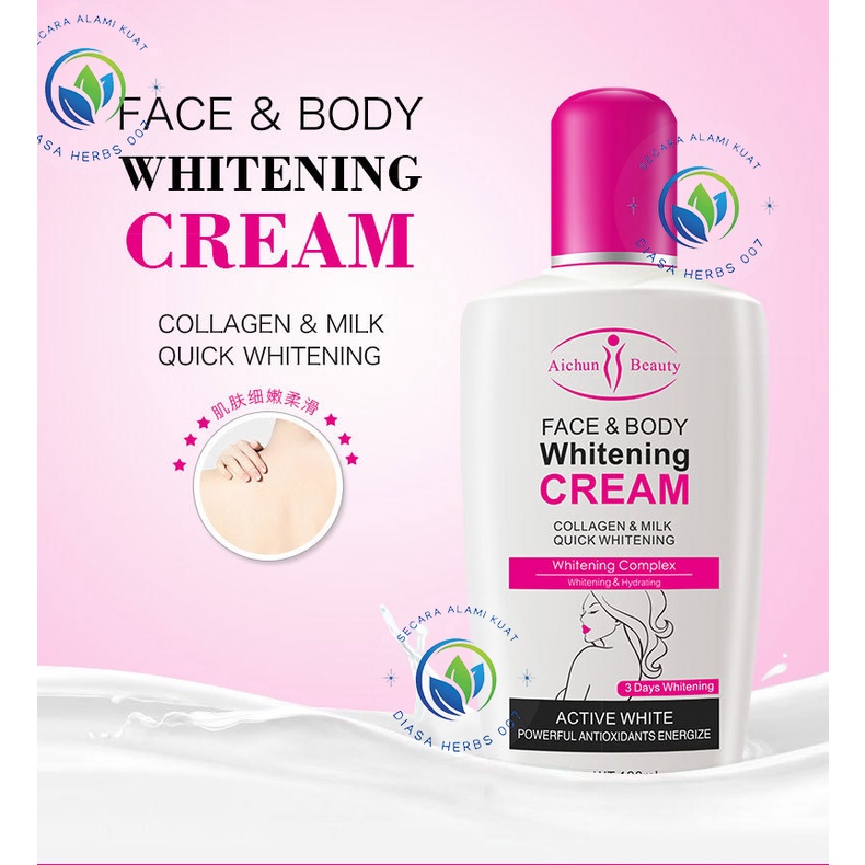 Aichun whitening cream booster 3 days body lotion kolagen dan susu pemutih seluruh tubuh cepat Face &amp; Body 120ml