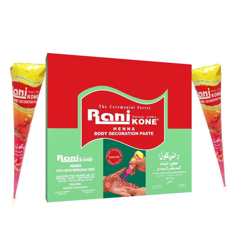 Rani Kone Body Decoration Paste RK 99K Red Cone  (PIECE/BIJI  1) NGA DA BOX(BELI 6BIJIBONUS 1)