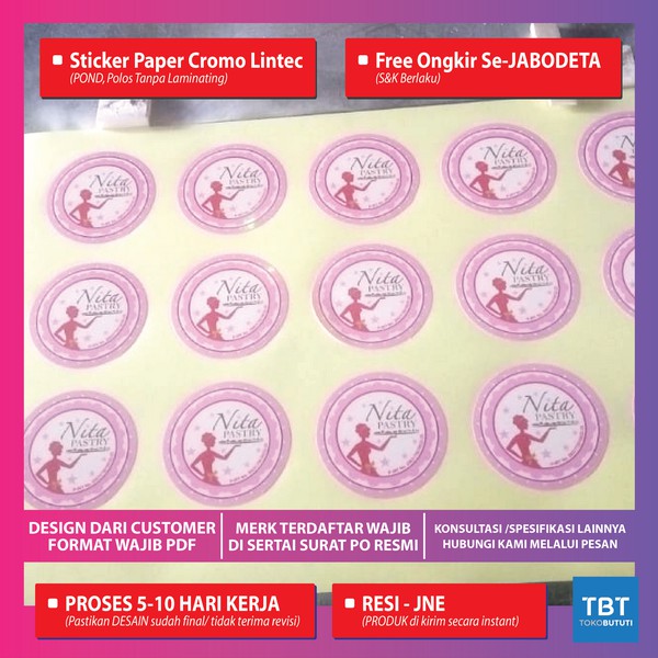 

4x4cm 25.000 PCS 25000 LABEL STIKER STICKER KERTAS PAPER CROMO LINTEC POLOS TOPLES BOX KUE SNACK SELAI PARCEL KEMAS KEMASAN POUCH PLASTIK PLASTIC FOOD GRADE MAKANAN CETAK PRINT PRINTING DIGITAL POND