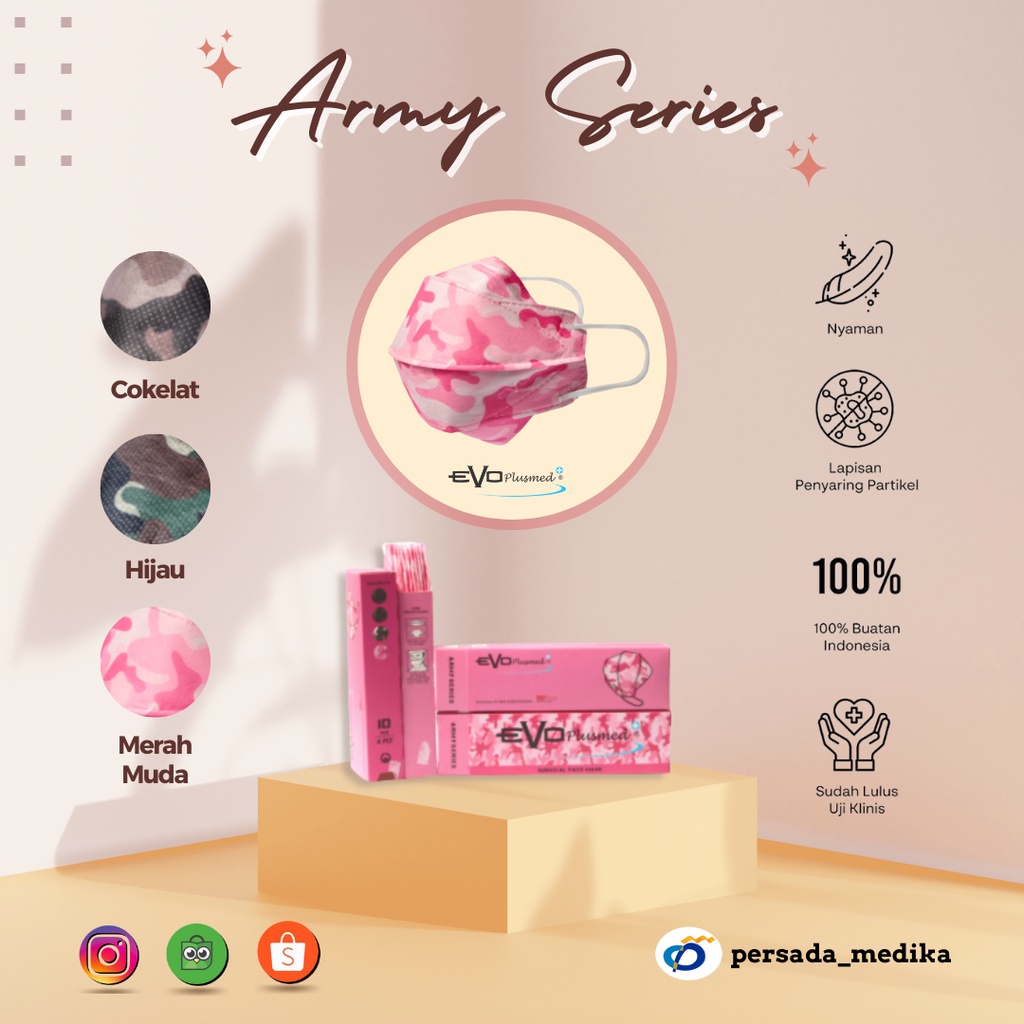 EVO PLUSMED Army Series - Masker Medis 4PLY (10 PCS) NEW PRODUCT !!!!!!