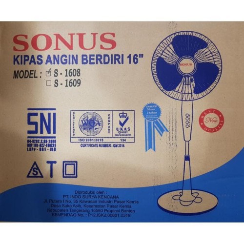 Kipas Angin Berdiri 16&quot; Sonus / Stand Fan 16 inch Sonus S-1608/S-1609