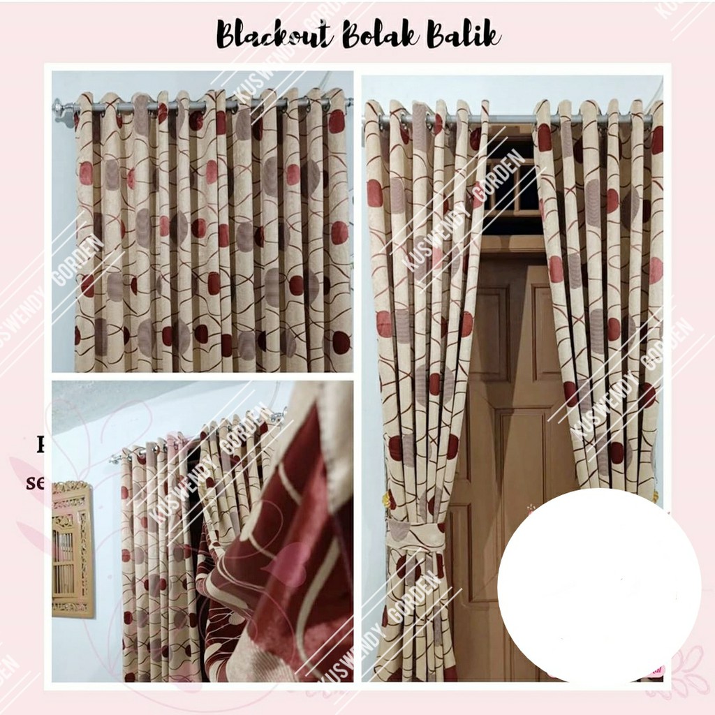 Gorden Blackout Polkadot 200 x 200 cm Tinggi 2 meter Hordeng Jendela Pintu Tirai Minimalis