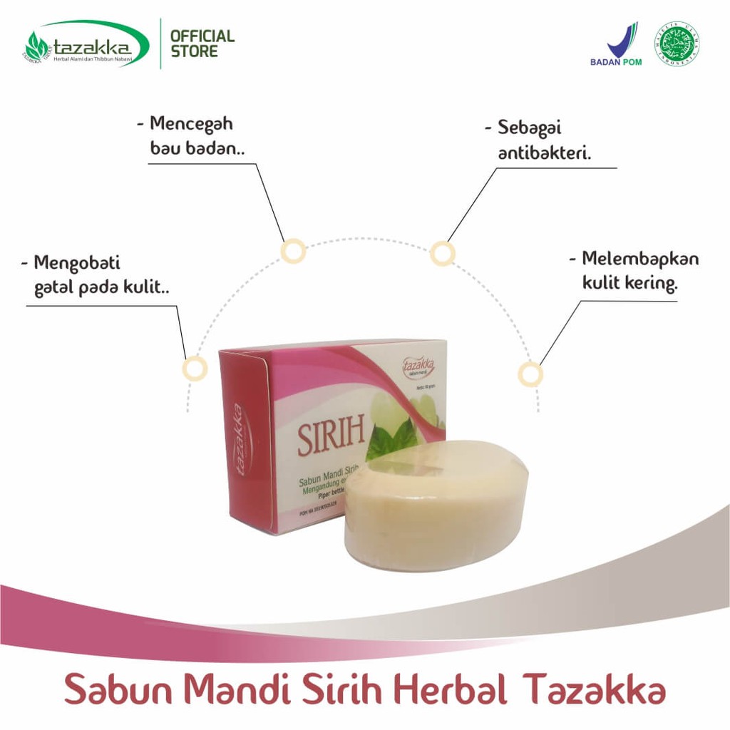 Sabun Mandi Batang Daun Sirih Herbal Tazakka 90 gr Antibacterial Miss V Soap Bar | ORGIINAL