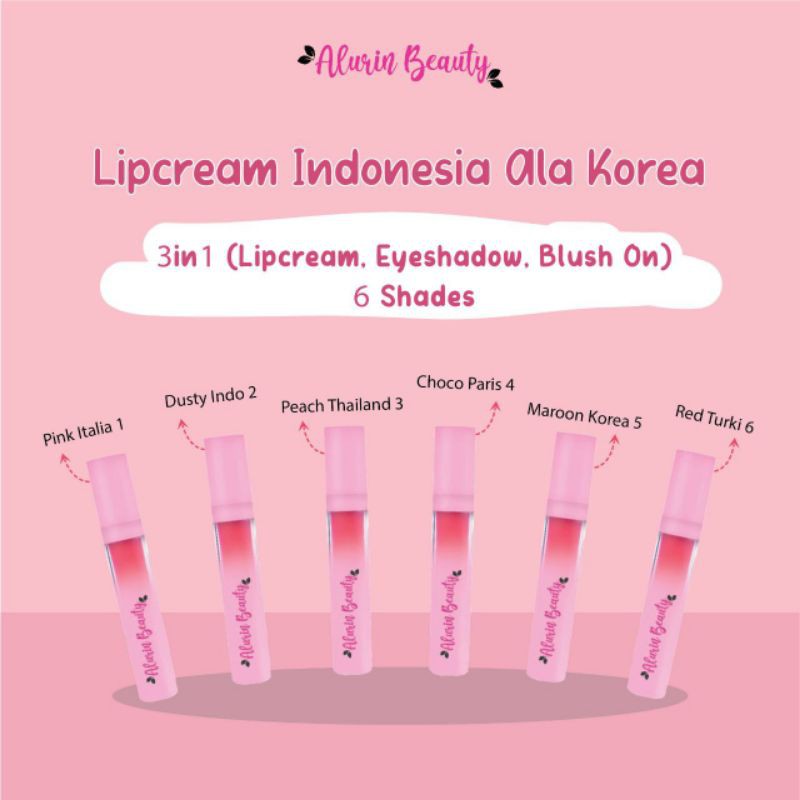 ALURIN BEAUTY LIPCREAM MATTE 3 IN 1 ALA KOREA FULL VITAMIN