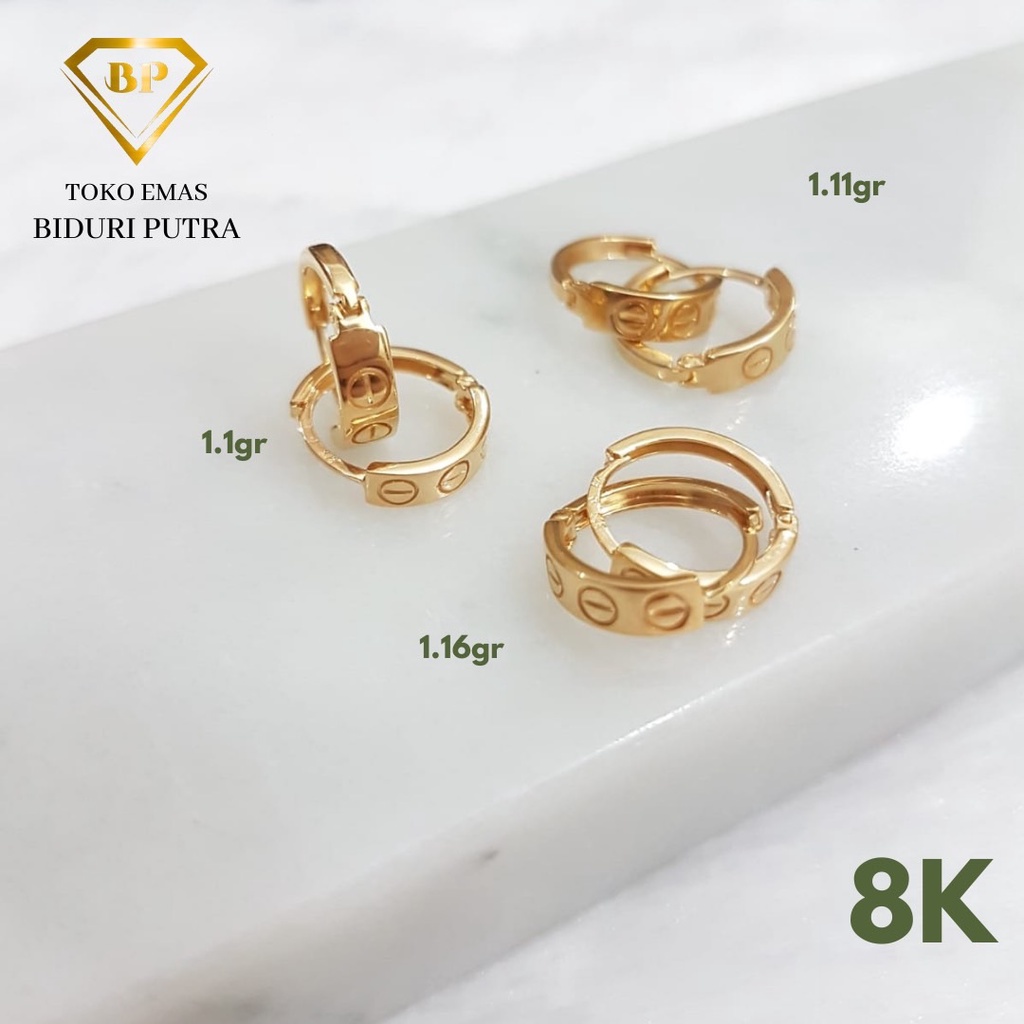 Anting Jepit Elegant Emas Asli Kadar 8K/375 Toko emas biduri putra