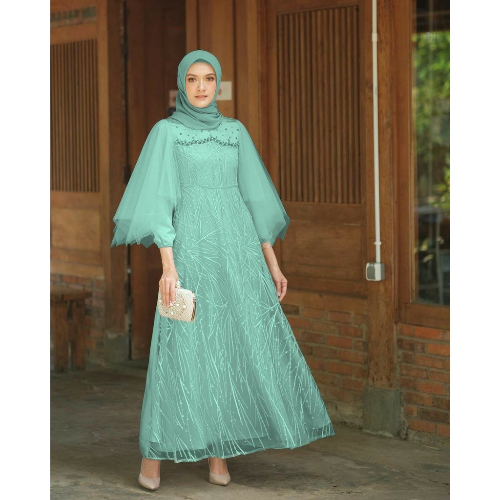 TERMURAH!!! LUNA DRESS BROKAT KOMBINASI / FASHION MUSLIM WANITA / GAMIS NADINE / BISA COD / ADA JUMBO / GAMIS 2022