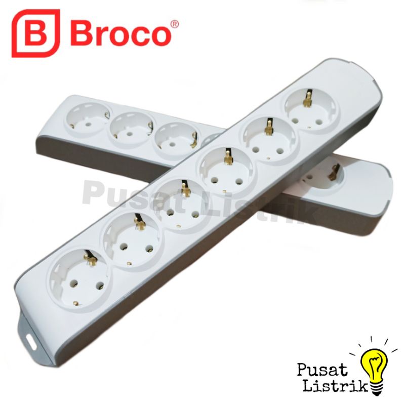 Stop Kontak 3-6 Lubang Tanpa Indikator Broco Tipe Slanting OB Stop Kontak 3-6Lubang Biasa Stop Kontak Outbow Broco Model Miring