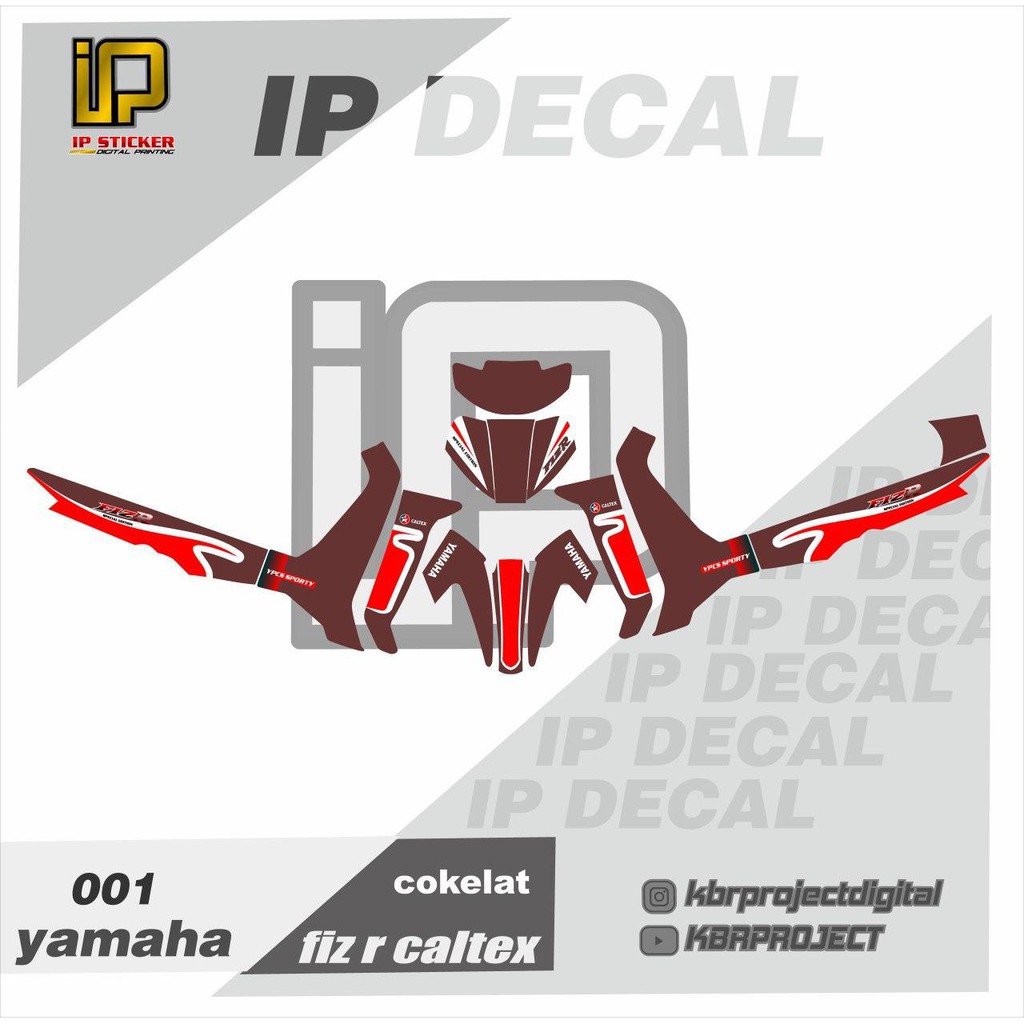 DECAL FIZ R CALTEX STICKER VARIASI MOTIF GRAFIS DECAL MOTOR YAMAHA FIZ R CALTEX001 CUSTOM BEBAS BISA