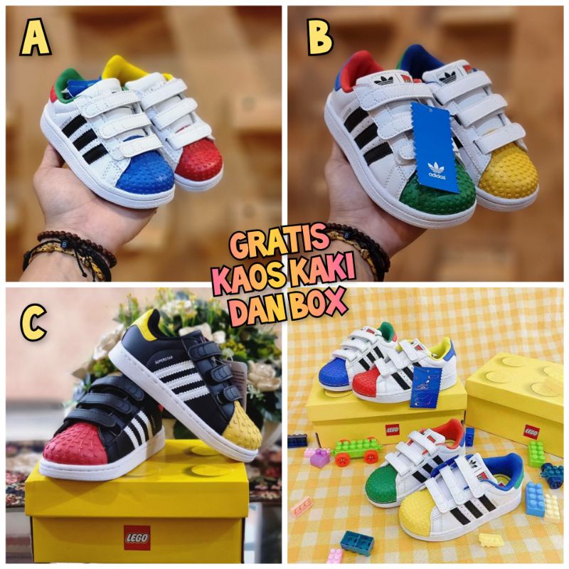 Sepatu anak Adidas superstar Lego import laki-laki dan perempuan