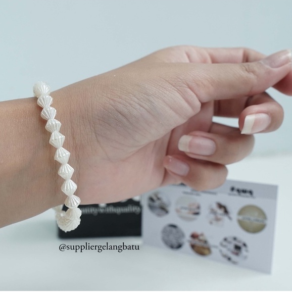 GELANG Mutiara Sintetis BICONE 8MM WHITE PEARL bingkisan kado cantik