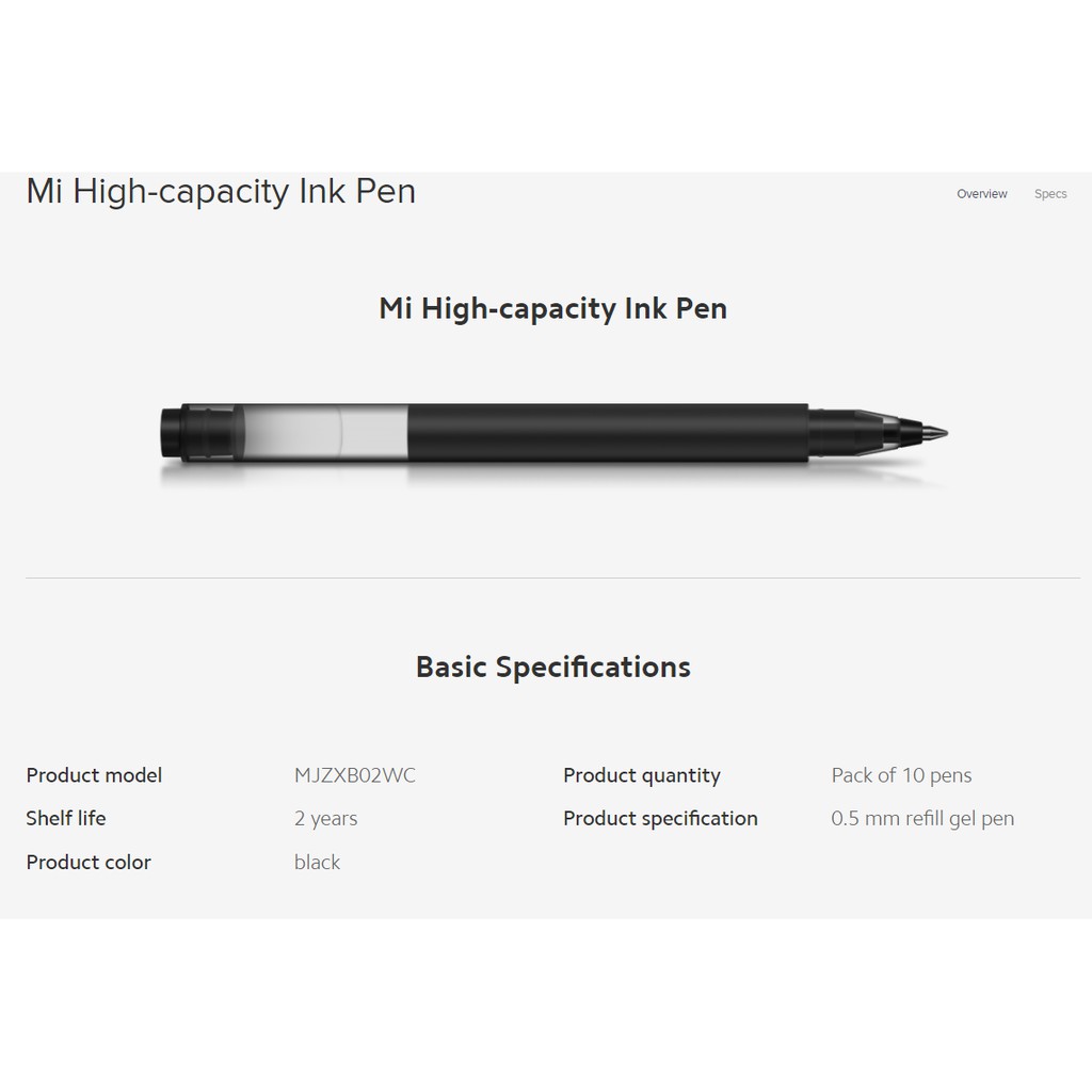 Xiaomi Mijia Jumbo Gel Pen 0.5mm 10 Pack Mi High Capacity pulpen xiaomi Hitam Jp bullet pen