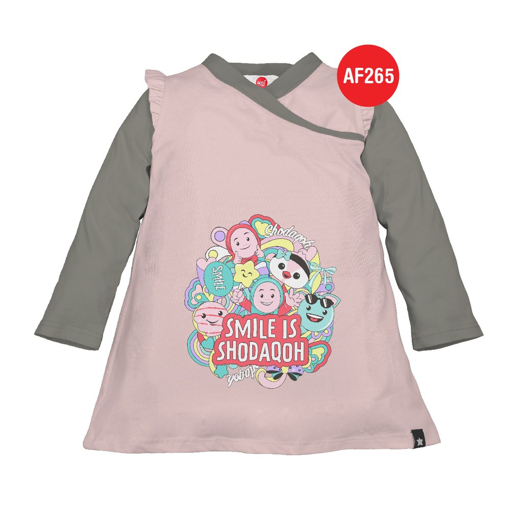 Tunik Afrakids AF265 &quot;Smile Is Shodaqoh&quot; Panjang