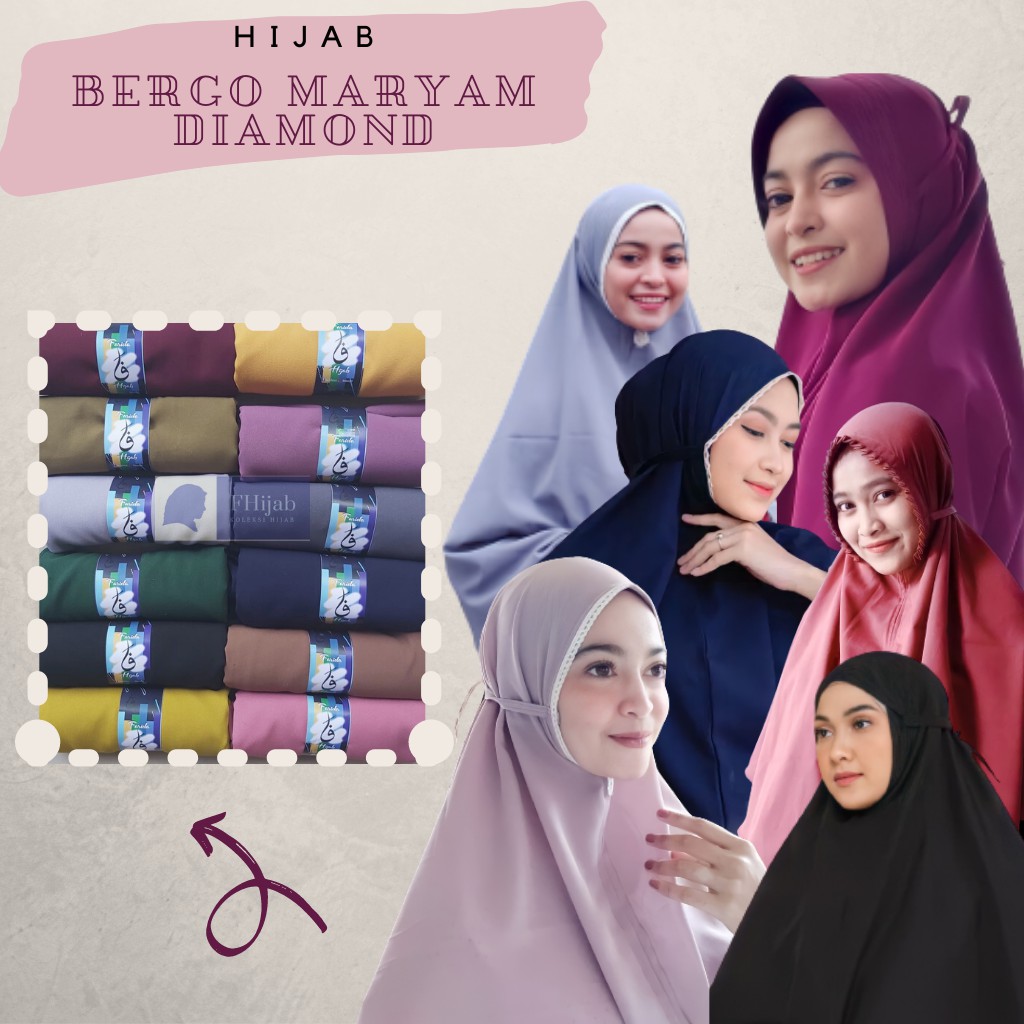 Hijab Bergo Maryam Renda Diamond/ Bergo non Pet/ KHIMAR/ Bergo Diamond Jumbo/ HIJAB INSTANT