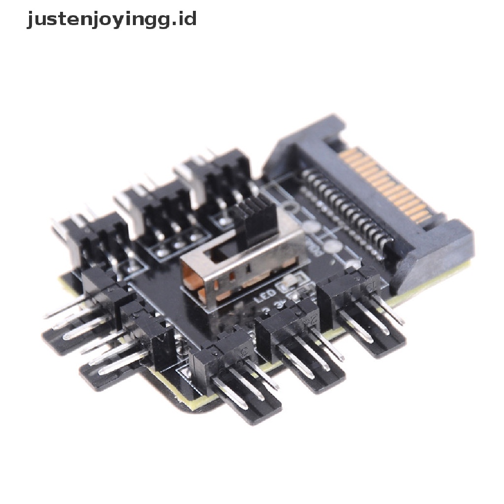 // justenjoyingg.id // Splitter Cooler Fan Hub Computer SATA 1 to 8 3pin 12V Power Socket PCB Adapter ~