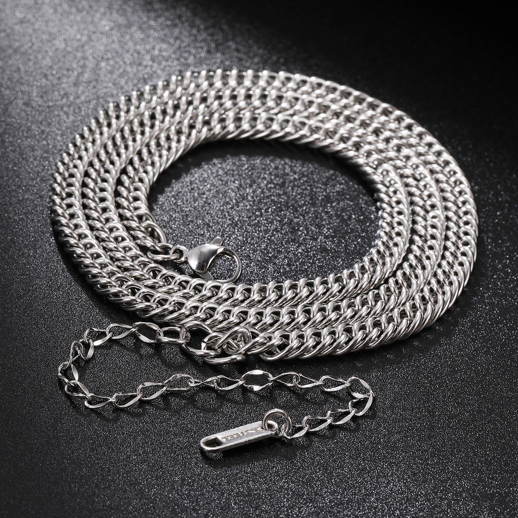 Kalung Rantai Bahan Stainless Steel Warna Emas Silver Gaya Hip Hop Untuk Pria Dan Wanita