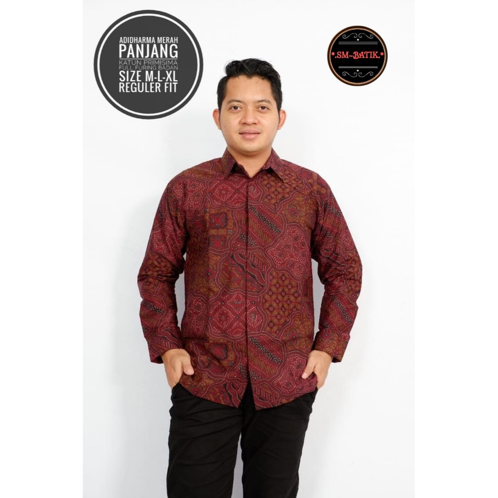 ADIDHARMA SM BATIKSOLOAMANAH KEMEJA BAJU BATIK PRIA SOLO LENGAN PANJANG PENDEK LAPIS FURING ATASAN BATIK PREMIUM MODERN KATUN HALUS SAMUDRA WARNA WISAKA SOGAN WICAKSONO ABSTRAK  BYANTARA BIMA IJO NARAYA HARYONO PARANG TRUNTUM KEMBANG ABANG AKAR MERAH