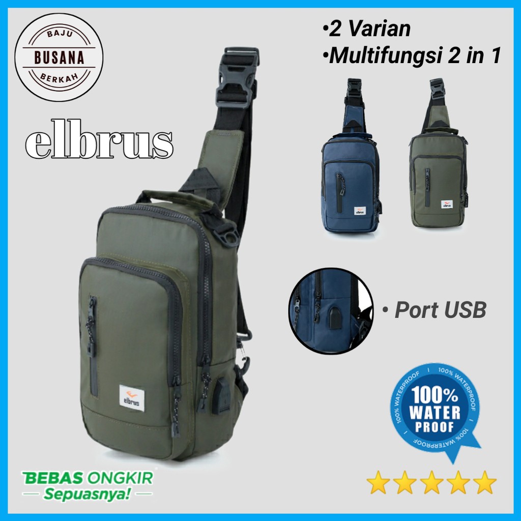 Tas Selempang Pria Waterproof Multifungsi 2 in 1 Backpack Sling Bag