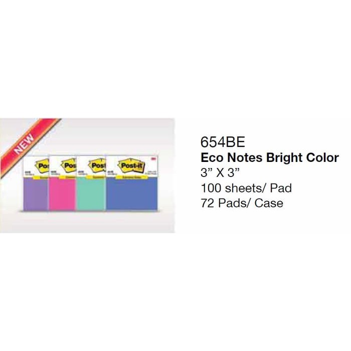 

New Sticky notes - Post-it - 654-BE Eco Notes Bright Color Limited