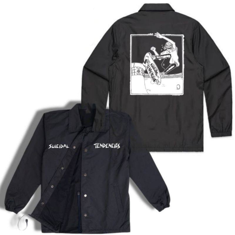 Coach jaket SUICIDAL TENDENCIES jacket BAND MUSIK ROCK VINTAGE parasut waterproof taslan polos hitam