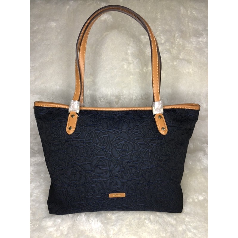 Bonia Tote Bag Authentic Rose Pattern Midnight Blue