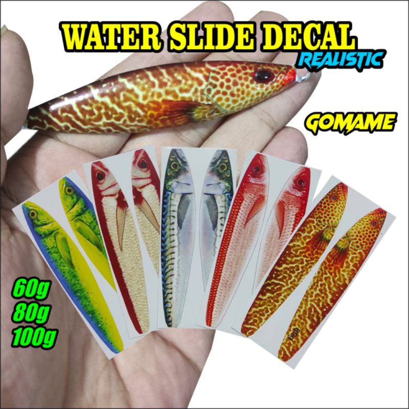 Water Slide Decal Gomame Skin Umpan Metal Jig Lure Realistis