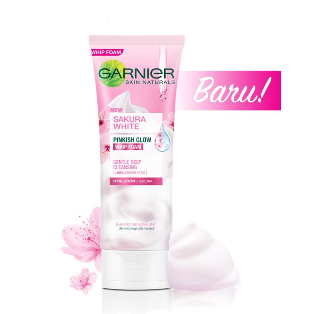 Garnier Sakura Glow Glowing Face Wash Foam / Garnier Sakiura Glow Hyaluron Foam / Garnier Sakura Glow Hyaluron Super Whip / Garnier Sakura White Pinkish Glow Whip Foam / Garnier Pencuci Muka