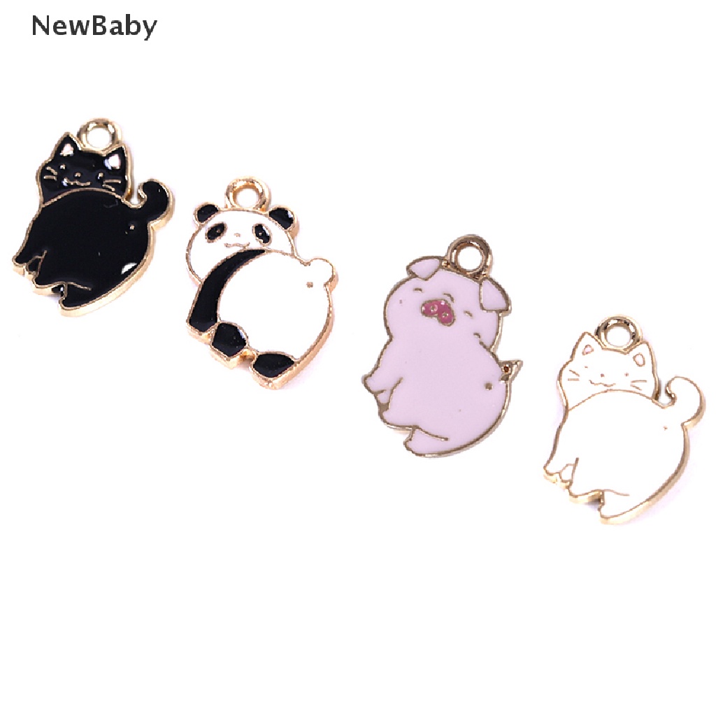 NewBaby 10Pcs/Lot Enamel Alloy Pig Cat Panda Charms Pendants DIY Jewelry Findings Crafts ID