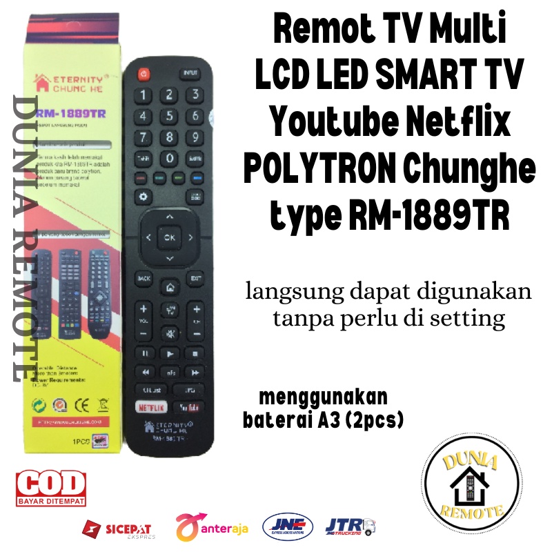 Remot Remote TV HISENSE Smart Android Multi Polytron 1889 tanpa setting EN2B27 NON VOICE