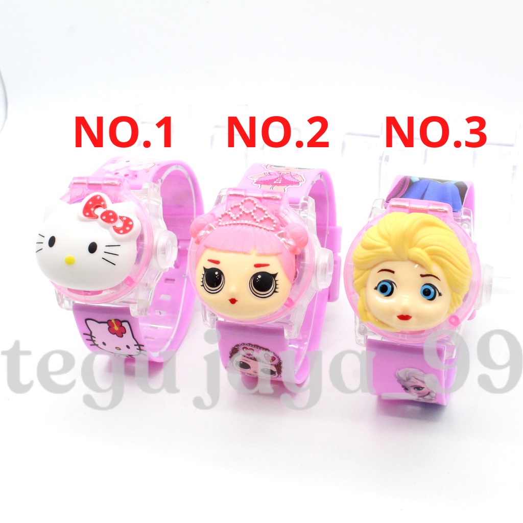 JAM TANGAN ANAK FASHION ANAK PEREMPUAN LASER LAMPU DAN MUSIK KARAKTER PUTRI TG1042